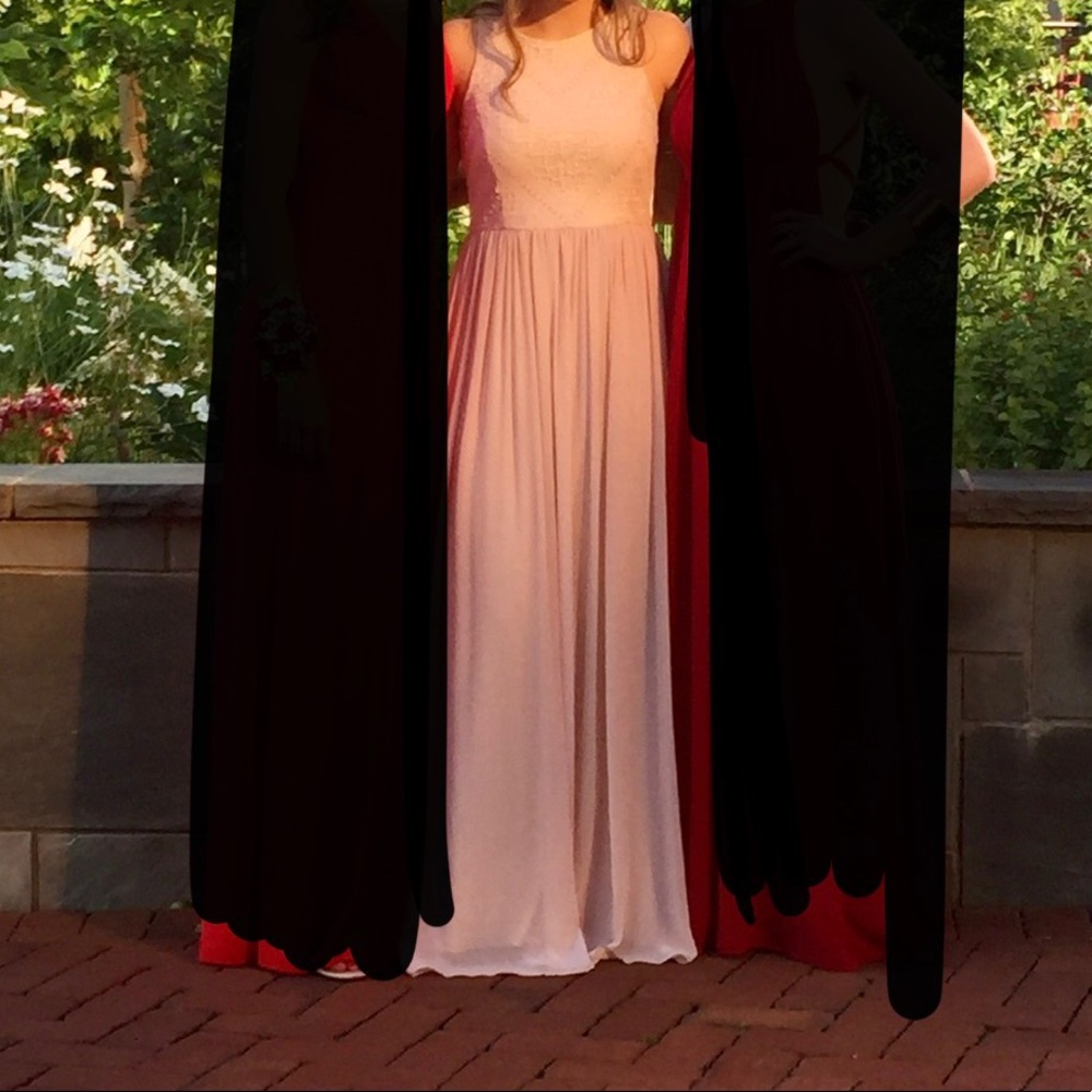 Light Pink Maxi Dress with Gold Threading